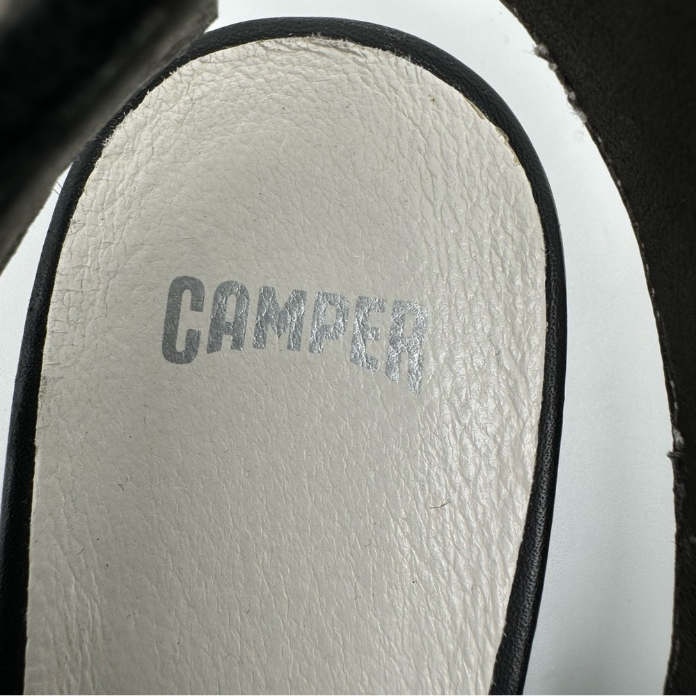Camper Isadora Blue Black Leather White Calf Hair Cutout Flats Size EU 37/US 7 - Picture 11 of 15